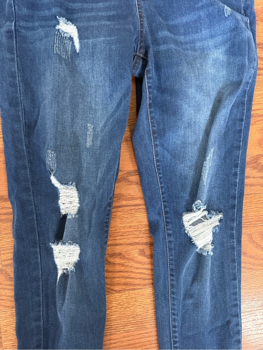 Women’s Wax Jean Blue Distressed Denim Overalls - Picture 6 of 8